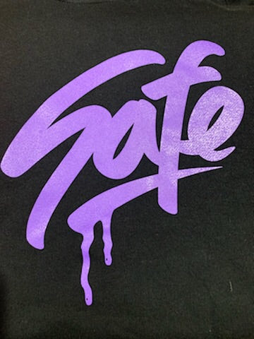 SAFE SCRIPT PURPLE PULLOVER HOODY